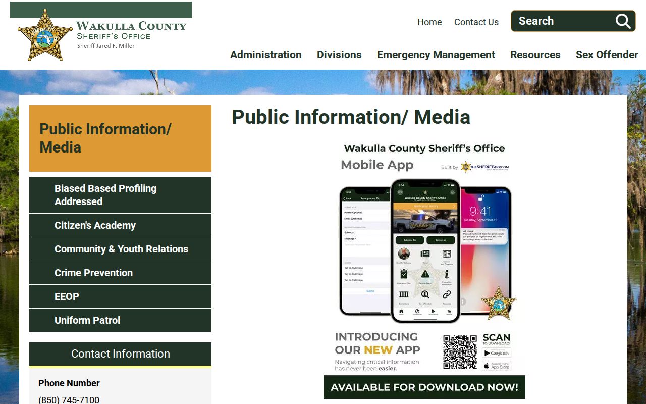 WCSO Public Information page