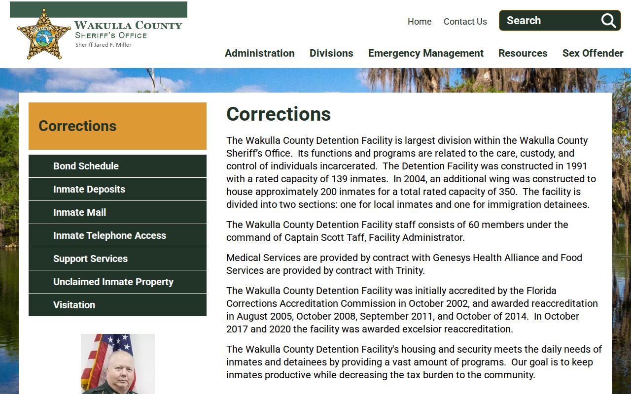 Wakulla County Sheriff's Office corrections information