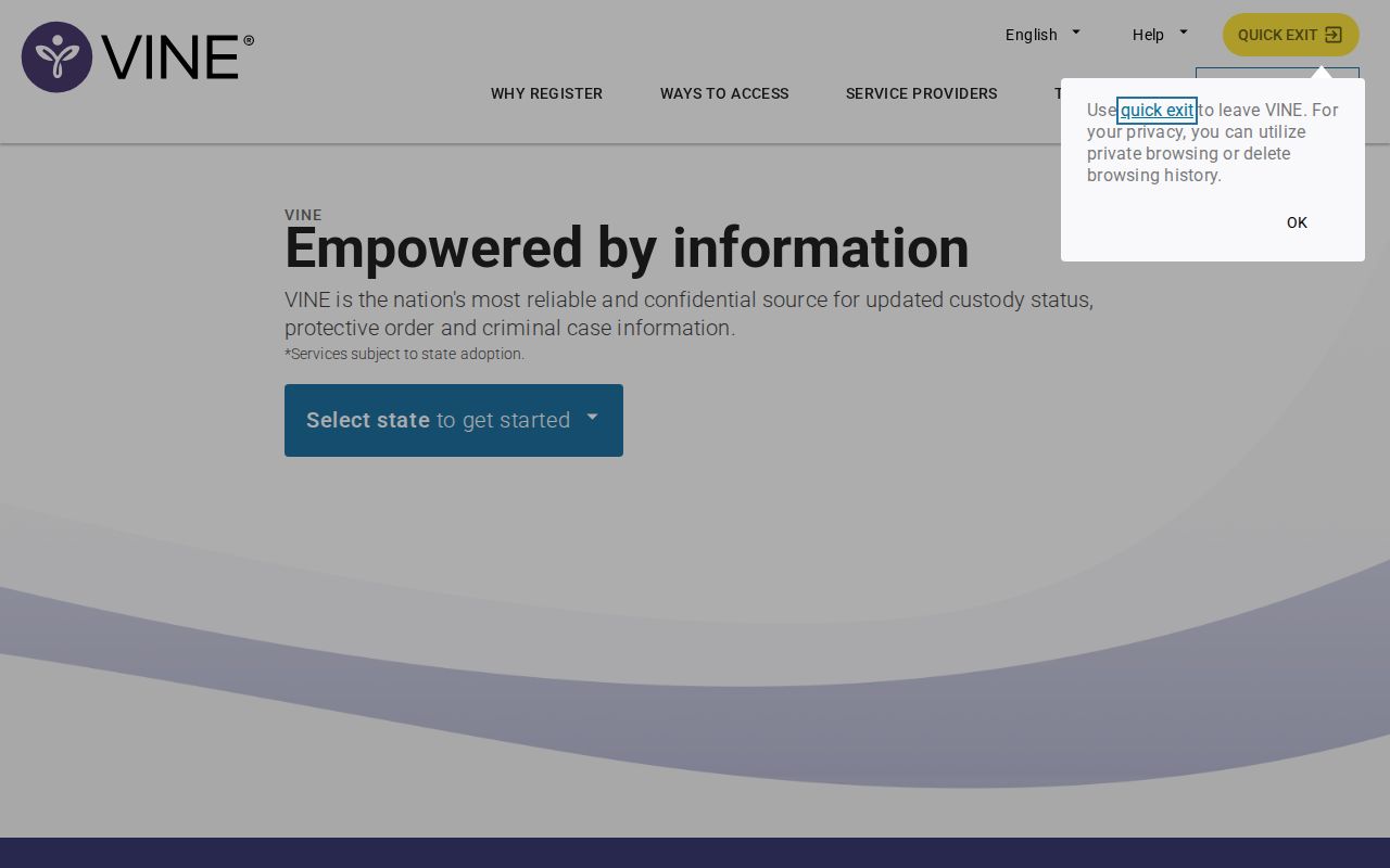 VINELink custody search entry page for a Wakulla County inmate check