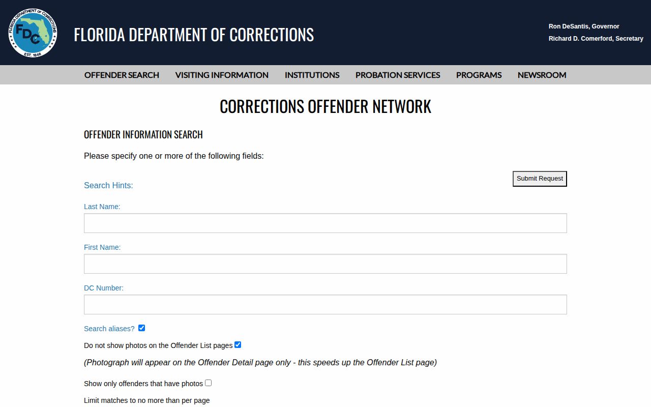 Florida Department of Corrections offender search